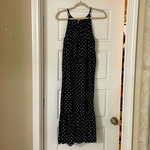 Banana Republic preppy navy polka dot tiered maxi sleeveless dress